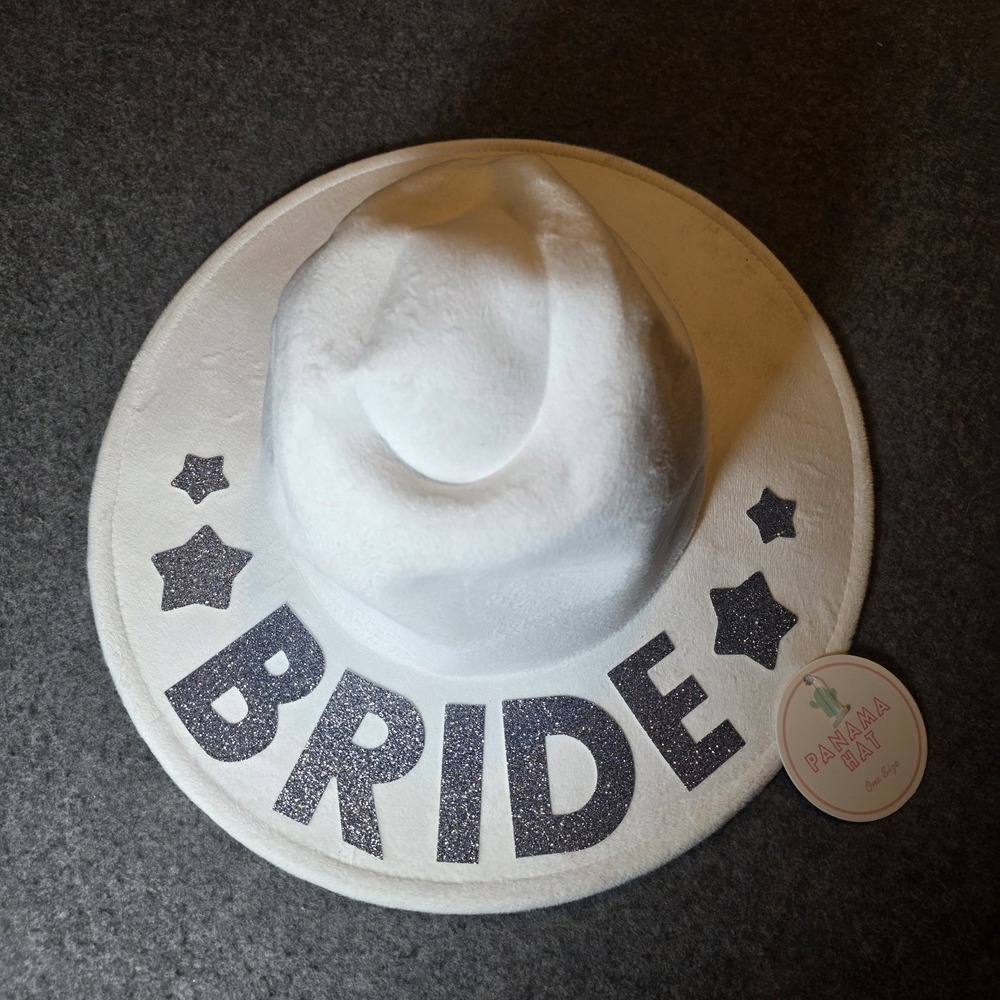 Bride Wedding Panama Hat Party Photo Shoot Bridesmaid Stars One Side